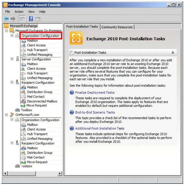 Select Organization Configuration under Microsoft Exchange On-Premises http://technet.microsoft.com/en-us/library/dd351260.aspx Question: 8 HOT SPOT You are planning a hybrid deployment of Office 365.