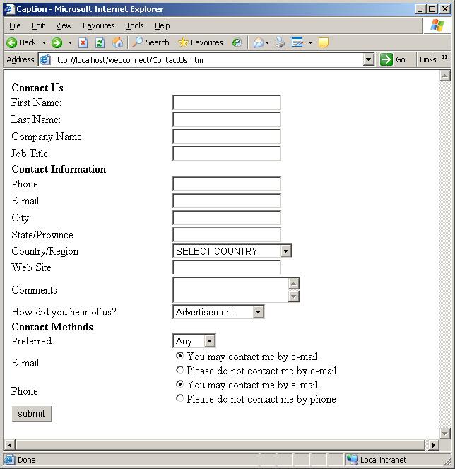 Using the selection buttons on the publish form select your web site s virtual directory where the main web site pages reside as well as the site s bin directory where any executable components of