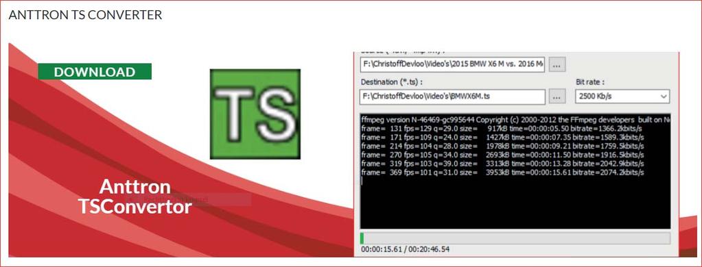 6.4 - Creating your.ts files In order for you to create your.ts files, a.ts convertor is available on the Anttron website. This allows you to easily convert your files from.avi or.mp4 into.