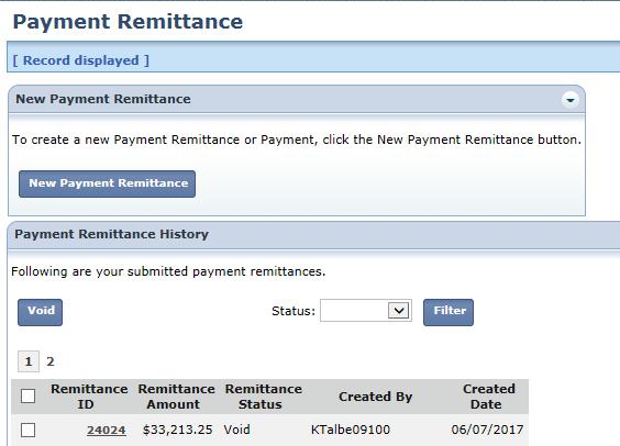 Credit Memos When a school district uploads a separate adjustment file or manually enters an adjustment, a Credit Memo will appear in the Payment Remittance application.