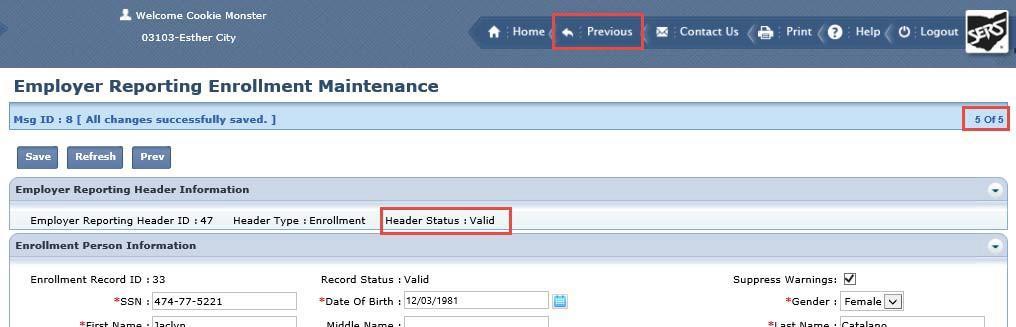 Once you have corrected all records in review status, the header is updated to a valid status and can be submitted for posting from the Header Maintenance screen.