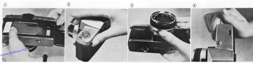 Set shutter and diaphragm at "A". 4. Take up film. 5.