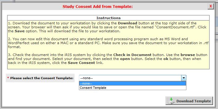A small window will open within the window, asking for input on how you will upload the Consent document, as seen in the image below.