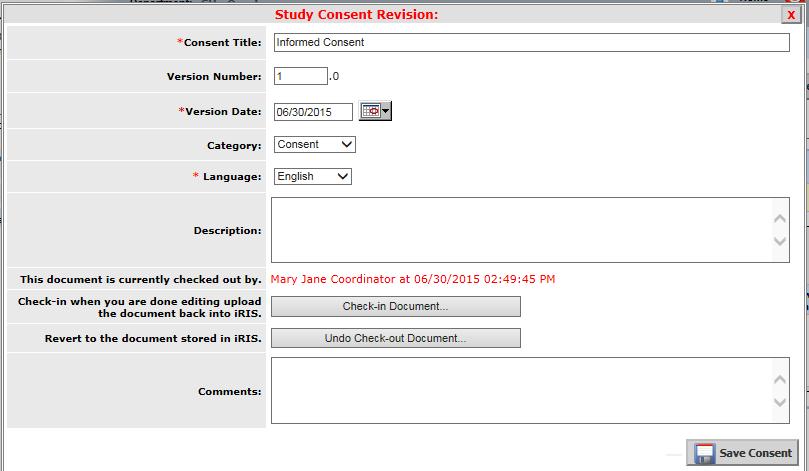 Anywhere you can view the Consent form, in the Informed Consent library or