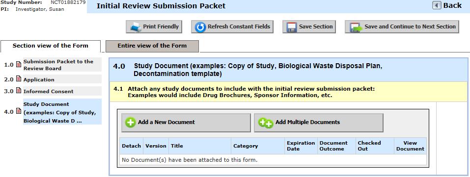 Study Document Attachments You may be directed to attach other supporting Study Documents.