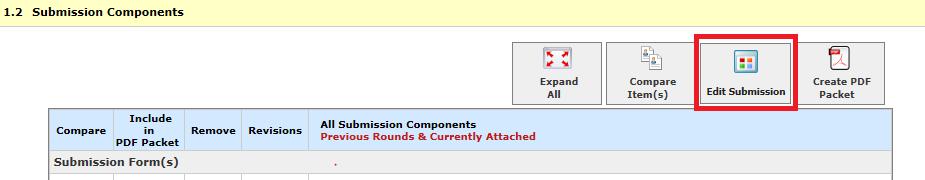 Note: Once the Initial Review has been revised, the button within Submission Components will now read Edit Submission.