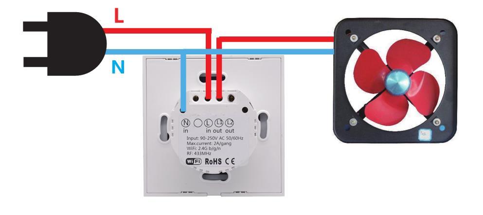 2 If you want to connect with the appliance with rated power lower than 600W, the wiring instruction is as below.