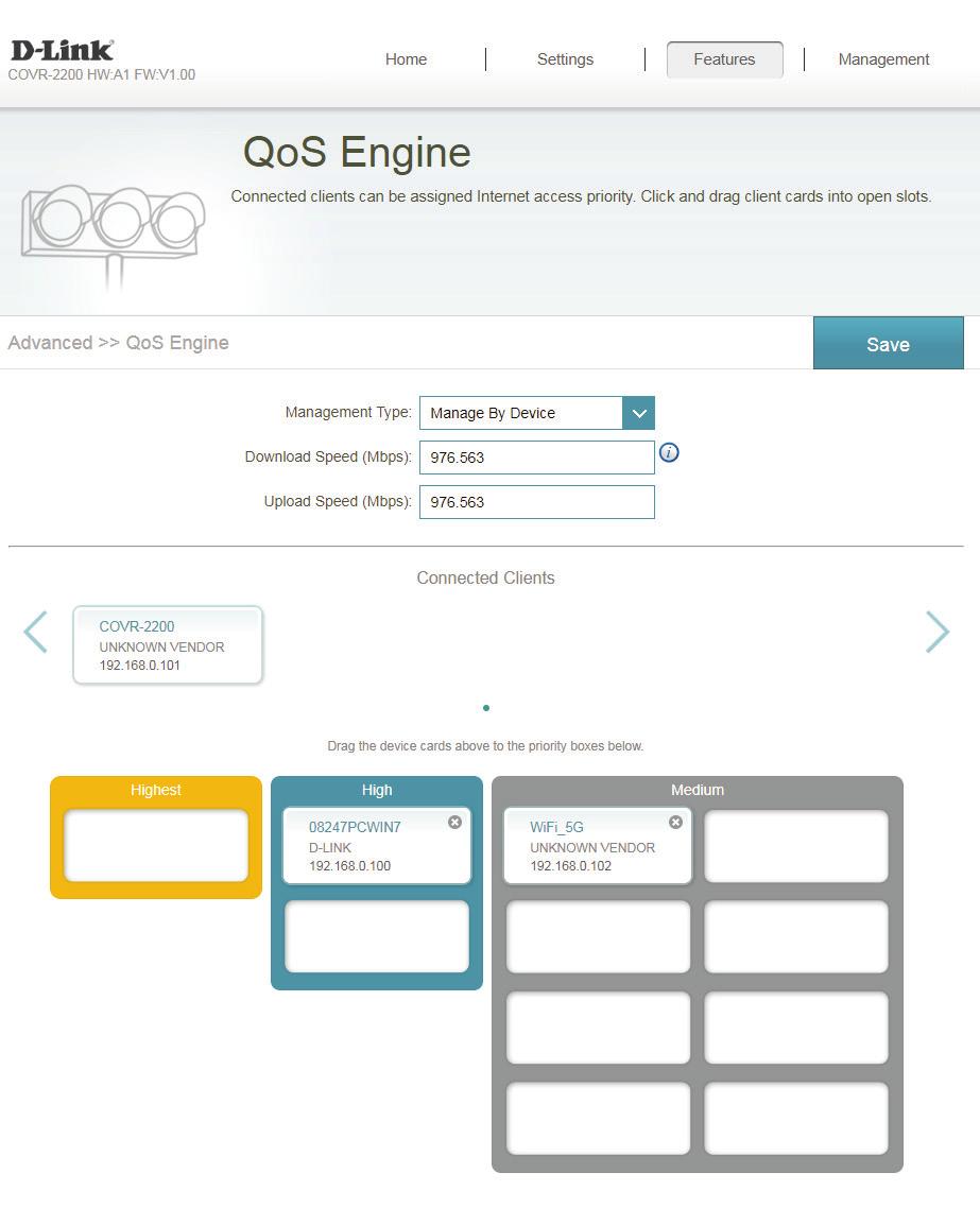 Advanced QoS Engine This Quality of Service (QoS) Engine will allow you to prioritize particular clients over others, so that those clients receive higher bandwidth.