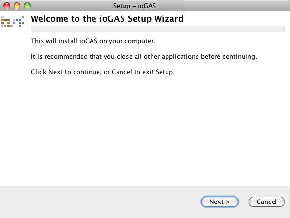 If the installer file has unpacked properly the Setup Wizard screen is displayed.