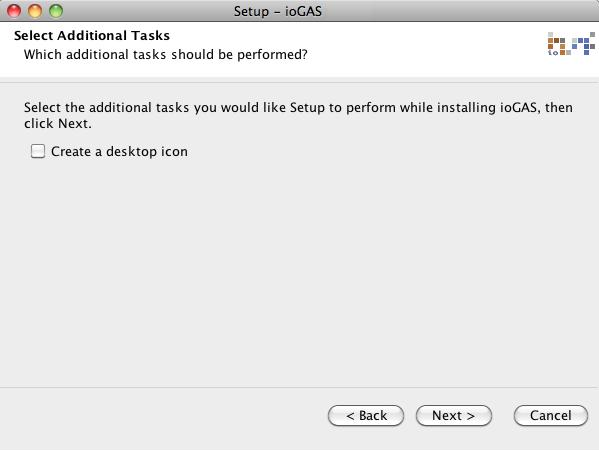 6. To create an iogas desktop icon, check the box in the