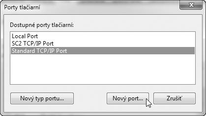 Keď je ovládač tlačiarne inštalovaný pomocou "Vlastná inštalácia" s voľbou "IPP", je pridaný [SC-Print2005 Port].