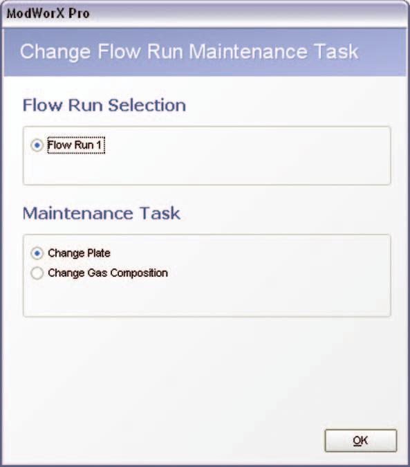 Maintain Flow Run Menu From the Maintain Flow Run menu, a user can change an orifice plate size, cone meter or averaging pitot tube parameters, cone meter factors, steam properties,