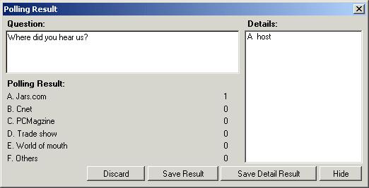 SmileTiger emeeting Server 2008 - Client Guide 68 18.10.2 View Poll Result In Real Time 1.