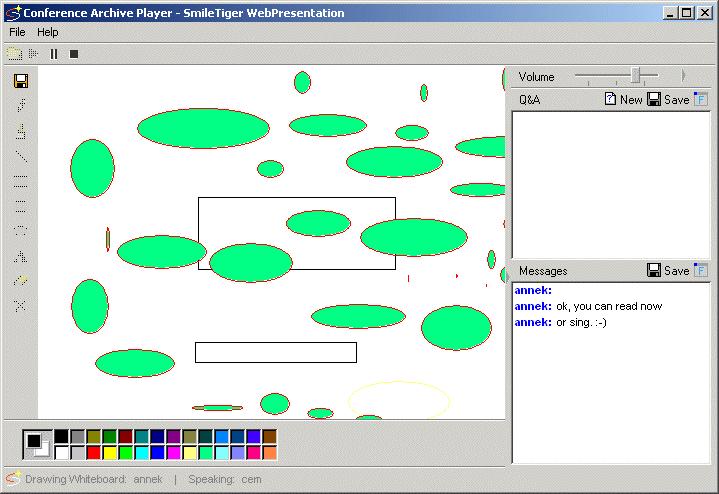 SmileTiger emeeting Server 2008 - Client Guide 77 19.2 Start Replay 1. Go to Windows Start menu Programs SmileTiger emeeting Conference Archive Player. The player window pops out. See Figure 58.