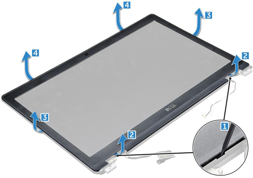 CAUTION: There is a very strong adhesive on the back of the bezel that seals it to the LCD, this can take some force to pry apart from the LCD, care needs to be taken when removing the bezel that the