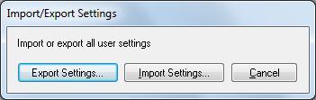 2 "Import/Export Settings" window appears. Click [Export Settings]. 3 4 The window to save a file appears. Specify a name and save the BSF file. The process completion window appears. Click [OK].