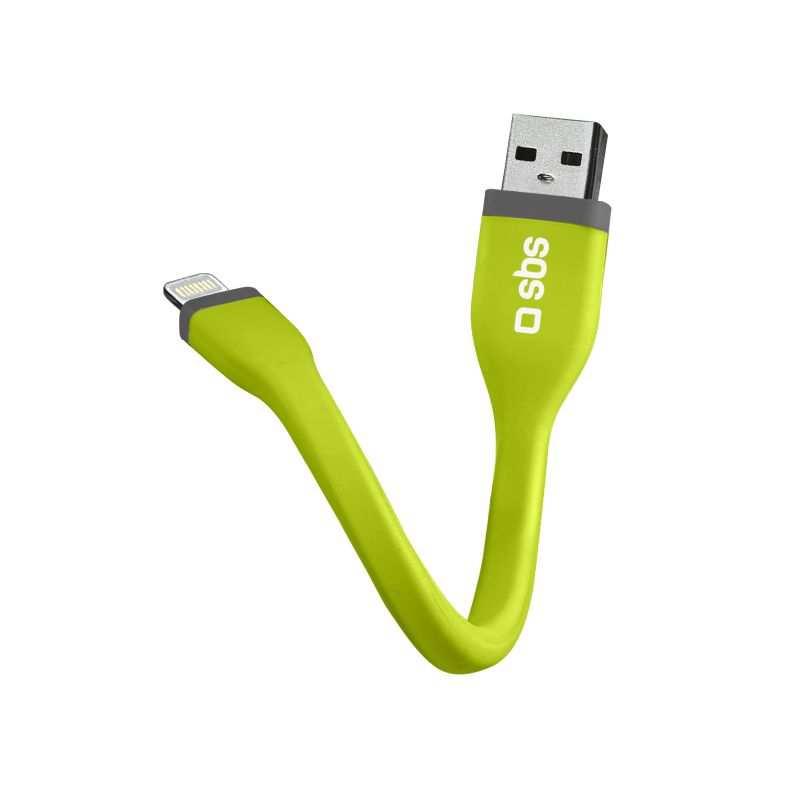 Mini charging Lightning cable Product Code: TECABLELIGSHFLATG Retail Price: 19,99 Charge and Sync USB-Lightning MFi cable, 12cm, green color This mini USB cable measures just 12 cm long and is ideal