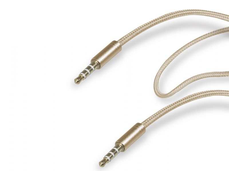 Audio stereo cable 3,5mm jack Gold Collection for mobile and smartphones Product Code: TECABLE35GOLD Retail Price: 12,99 Cable Jack 3,5 mm Male / Jack 3,5 mm Male Stereo,1 m length, metal shell, gold