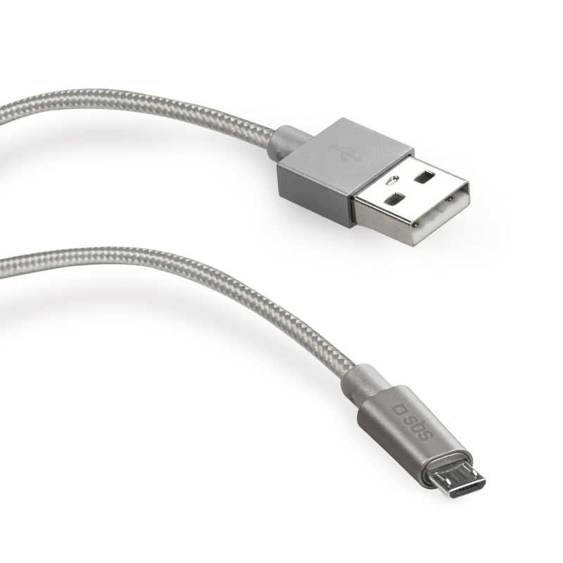 Power and data cable USB - Micro-USB Product Code: TECABLEMICROBS Retail Price: 19,99 Data/Charge cable micro USB with metal connector with fabric braided cable silver color cable lengt 1Mt This