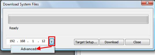In the download dialog, click on Advanced Menu and set Studio as the port. Figure 7 Set the HTTP/HTTPS port and FTP/FTPS port of the Target.