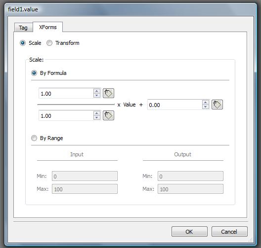 Figure 39 Special transformations are available when you click on the "Transform" radio button. Currently supported transformations are: color conversion and bit/byte index.