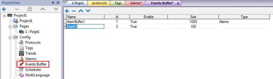 8.11 Events Types These options allow you to specify conditions relating to following matters: when the Alarms events are to be logged, when the Alarms Widget View is to be refreshed or updated by
