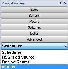 12 Configure Alarms Widget You can insert the Alarms Widget in a page to see the status, acknowledge or reset the