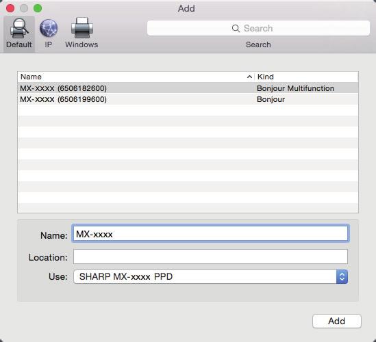 Obsah Mac OS / Inštalácia ovládača tlačiarne 11 Kliknite na ikonu [Default].