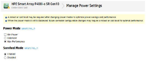 Modifying power modes Procedure 1. Open SSA. For more information, see "Using the SSA GUI." 2. Select the controller. 3. Click on Configure. 4. Click Modify Power Mode. 5.