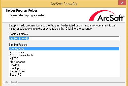 7. When the Select Program Folder screen displays,