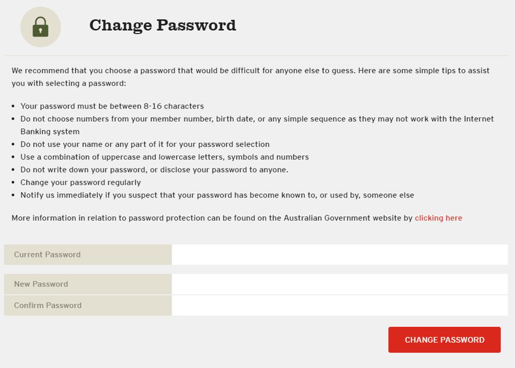 Changing your password If you need to change your password, select the Settings tab located at the top of the screen and select Change Password from the