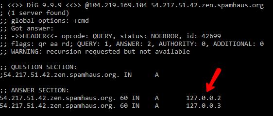 DNS Realtime Blacklists Bad Remote Server: 42.
