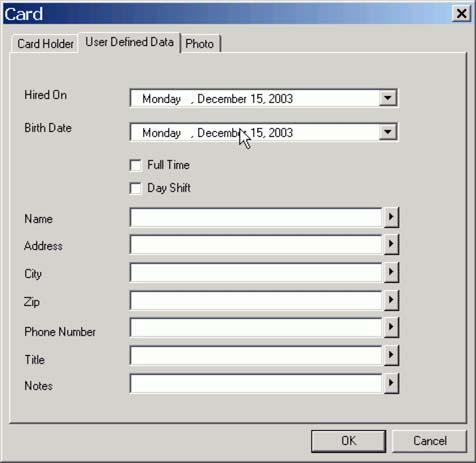 Figure 5: Defining User Card Fields Custom fields from the Site Properties window.