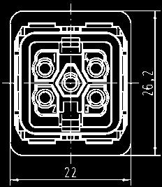 housing and male insert 16 A, 230/400 V on PCB