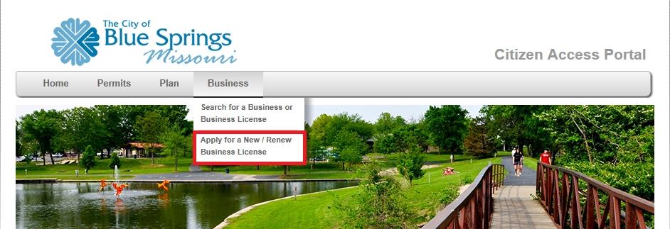 APPLYING FOR A NEW BUSINESS LICENSE Once you have logged into your account you will