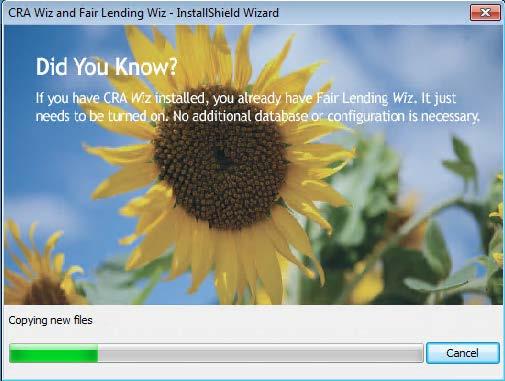 Note: During installation the software displays a progress bar at the bottom of the installer window.