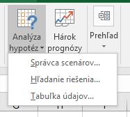 Analytické nástroje sa nachádzajú na karte Údaje/ Prognózy/ Analýza hypotéz (Data/ Forecast/ What-If Analysis). 10.