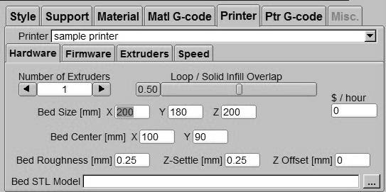 Software KISSlicer Guide 8 KISSlicer - Printer / Hardware / Firmware / Speed settings Printer menu / Hardware