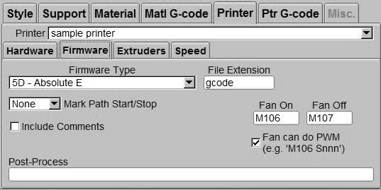 Z200 BedCenter[mm] X100 Y90 Printer menu / Firmware - To set gcode format Make sure you set Firmware Type =