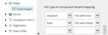 For example, for Museum POIs you might want an icon to appear on the map but for Park POIs you want a photo. You can create new rendering variants in the Presentation/Rendering Variants folder.