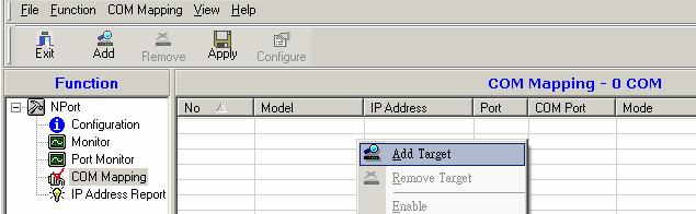 Using NPort Administrator ATTENTION A device port must be operating in Real COM mode in order to be used in COM mapping.