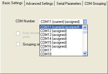 ATTENTION You can map multiple COM ports in one step by holding down the Ctrl or Shift key when selecting the target device ports.