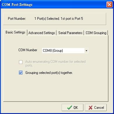 Using NPort Administrator Adding a Port to a COM Group Follow the steps below to add a serial port into an existing COM Group: 1.
