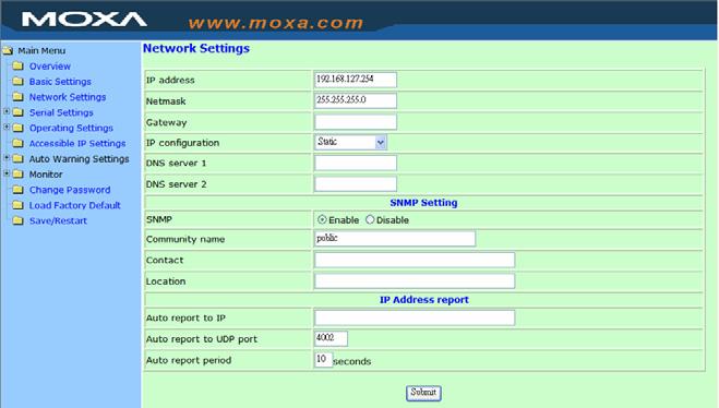 The IP Address Report window will begin displaying IP reports as they are received.