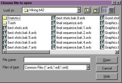 Creating an EDL from a Sequence in a Bin, Existing EDL, or OMFI File To create an EDL from a sequence in a bin, from an existing EDL, or from an OMFI file: 1. Choose Open from the File menu.