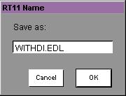 Saving an EDL to an RT-11 Disk To save an EDL to an RT-11 disk: 1. Insert a CMX or GVG disk into the disk drive. 2. Choose Write To RT11 Disk from the File menu.