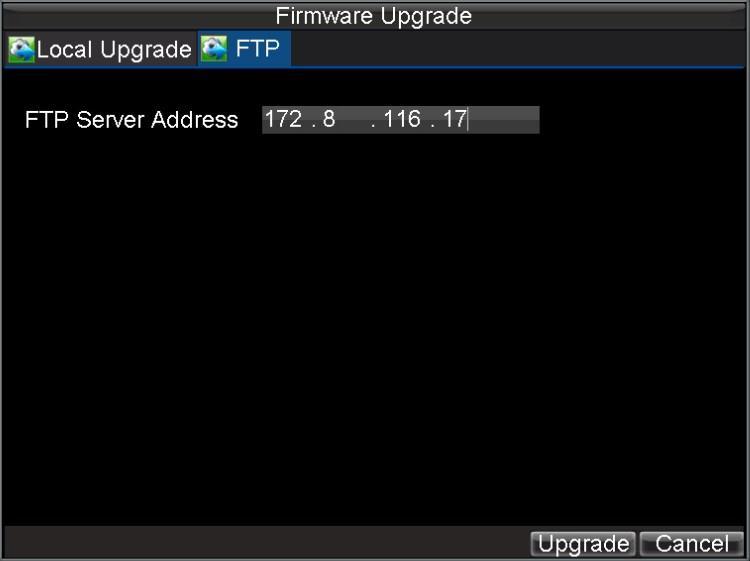 Run the third-party TFTP software on the PC and copy the firmware into the root directory of TFTP. 2. Enter the Firmware Update menu by clicking Menu > Maintenance > Upgrade. 3.