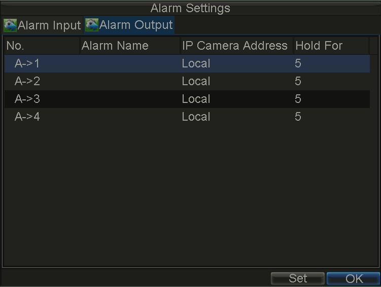 7. User may select the PTZ camera to link with the alarm input and then set the callup of preset, patrol and pattern for alarm linked actions. 8. Click the OK button to complete setup.