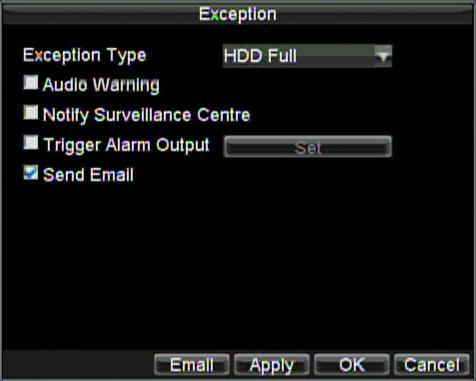 Understanding Exception Trigger Options When setting up exception handlers for such features as motion detection and relay alarms, you may select triggering options to alert you of these exceptions.