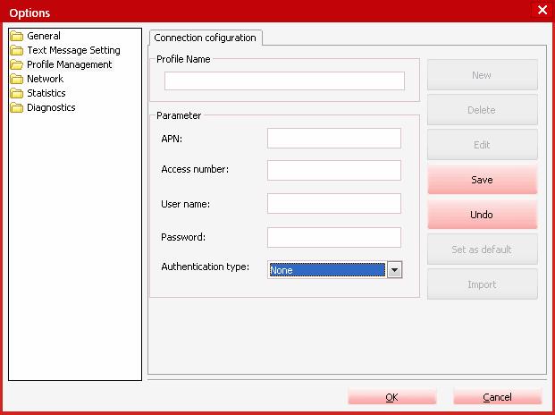 4-2 Connection Profile Click the shortcut button, you can enter Profile Management page to set APN information.